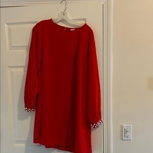 H&M Red Long Sleeve Dress with Pearl Cuffs